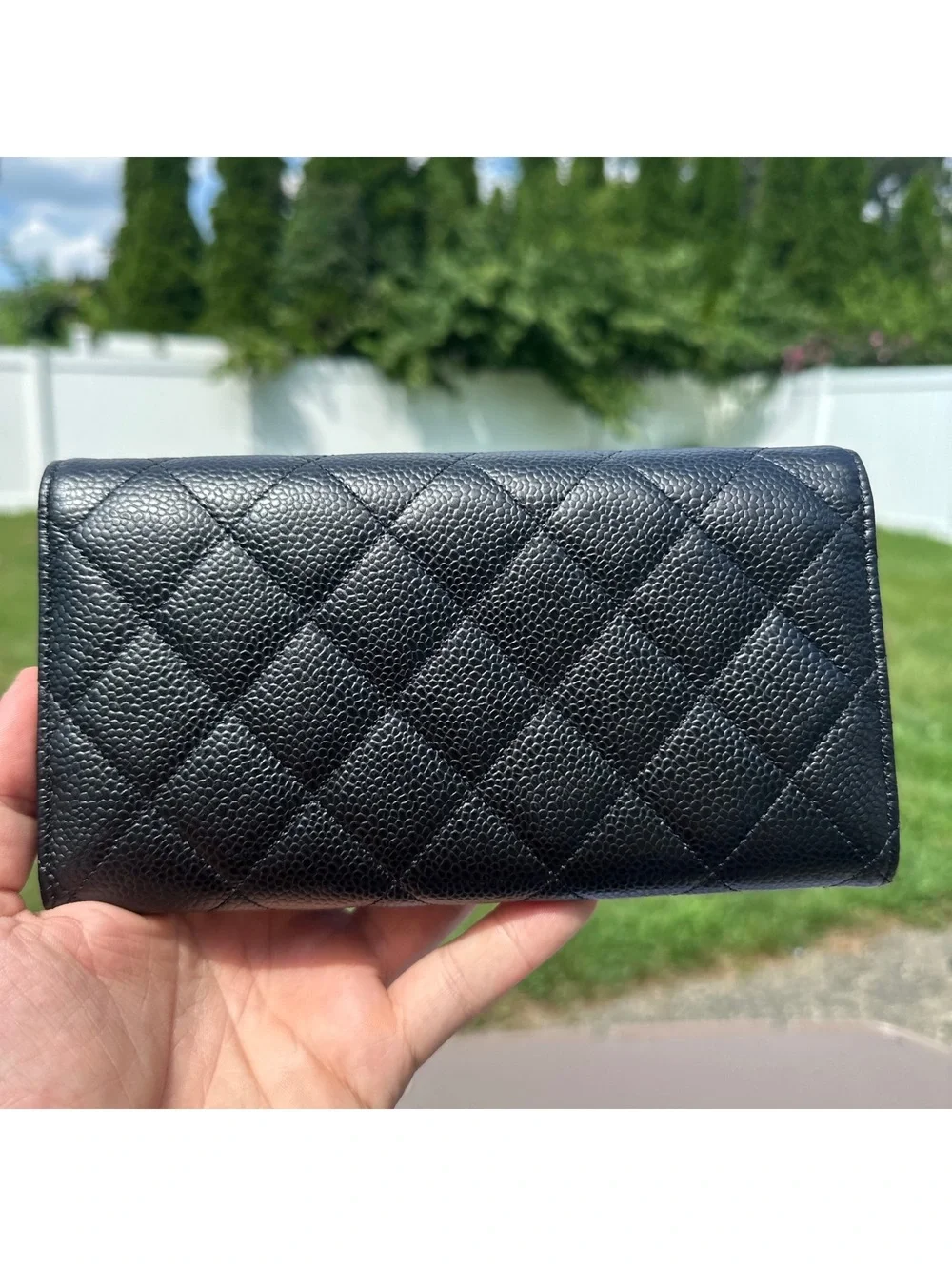 Chanel 2014 Black Caviar Quilted CC Long Flap Wallet Box